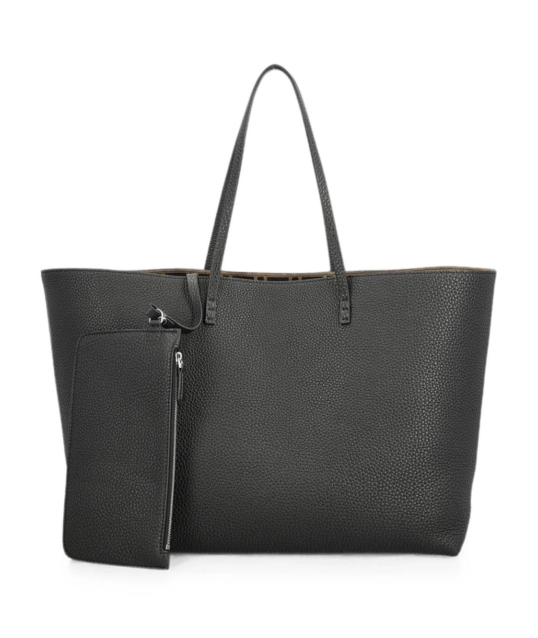 FENDI Черная кожаная сумка тоут, фото 1