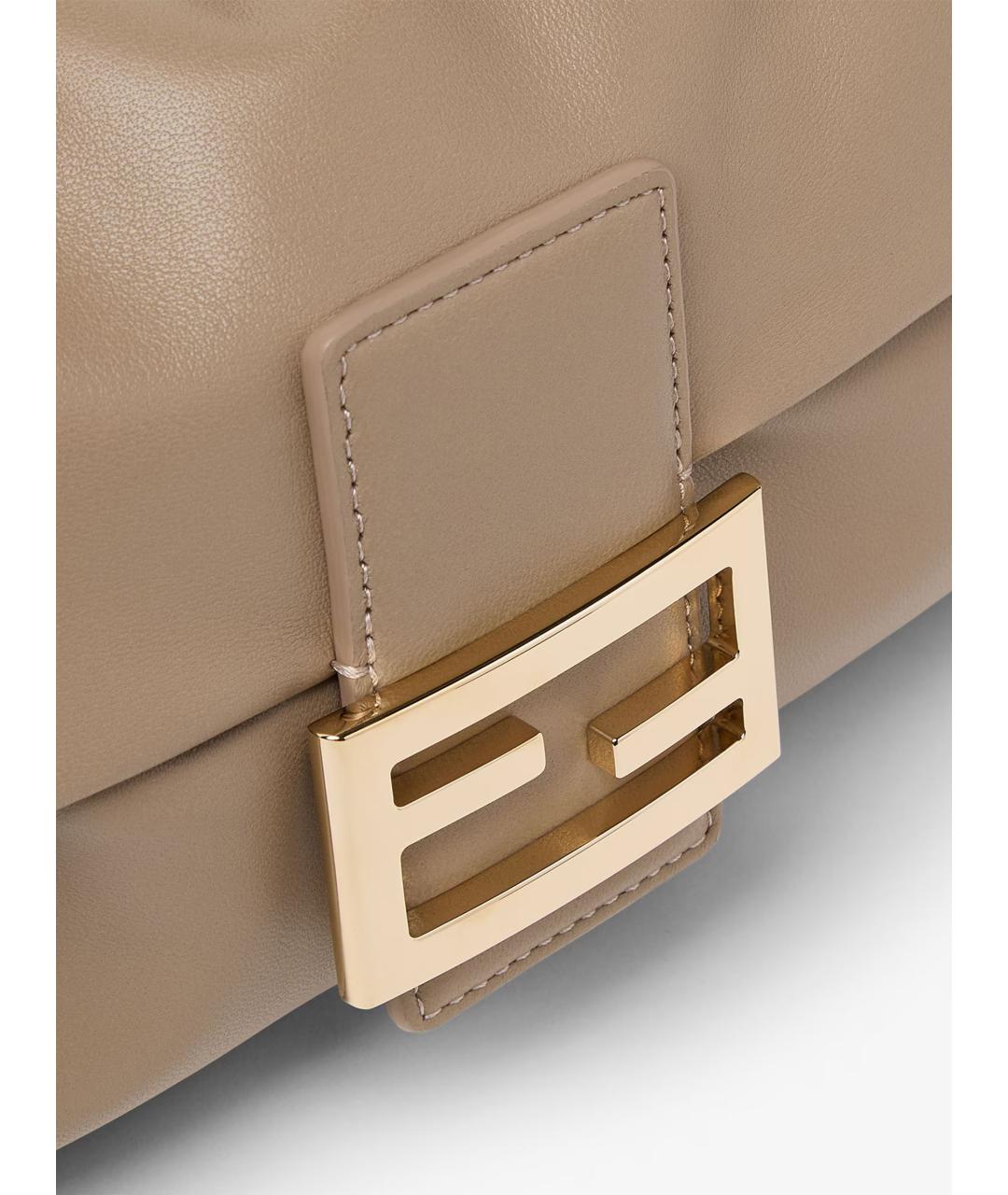 FENDI Бежевая кожаная сумка через плечо, фото 5