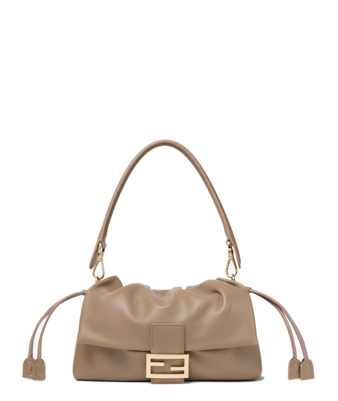 FENDI Бежевая кожаная сумка через плечо, фото 1