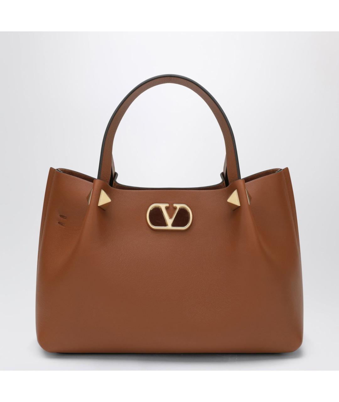 VALENTINO Коричневая кожаная сумка тоут, фото 3