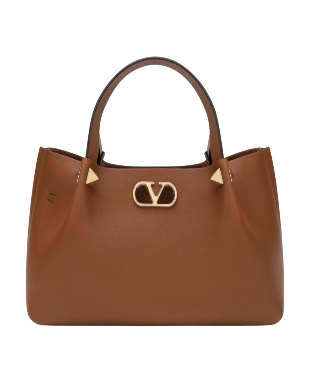 VALENTINO Коричневая кожаная сумка тоут, фото 1