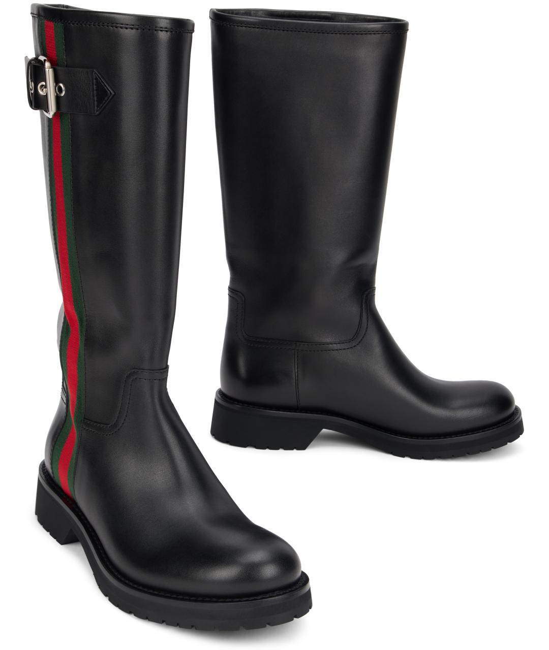 GUCCI Черные кожаные сапоги, фото 3