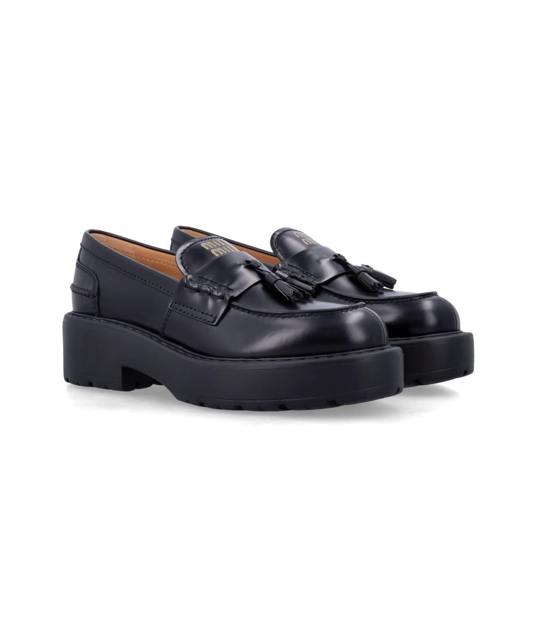 MIU MIU Черные кожаные лоферы, фото 2