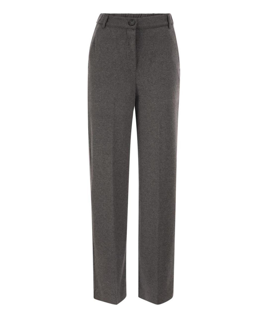 WEEKEND MAX MARA Серые вискозные прямые брюки, фото 1