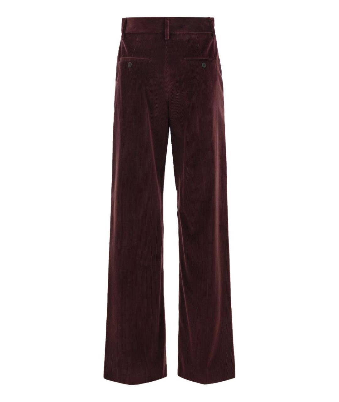 WEEKEND MAX MARA Бордовые хлопковые прямые брюки, фото 2