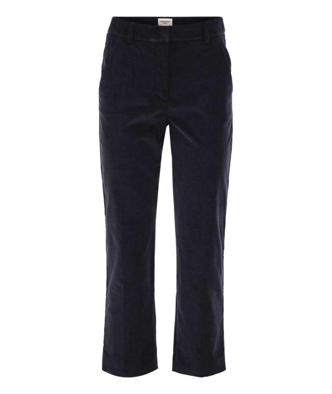 WEEKEND MAX MARA Темно-синие хлопковые прямые брюки, фото 1