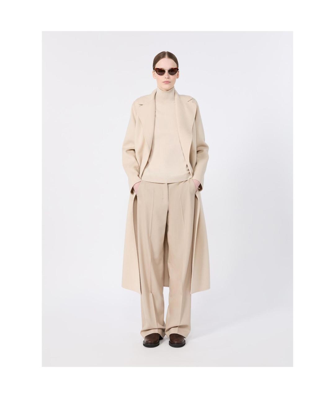 'S MAX MARA Бежевое шерстяное пальто, фото 3