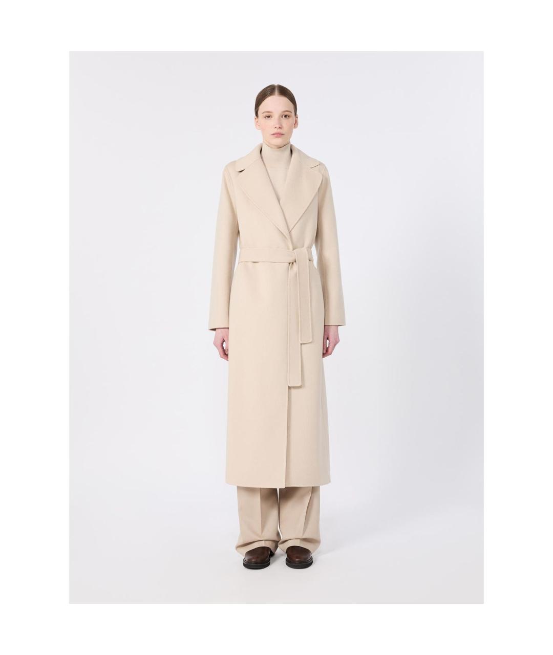 'S MAX MARA Бежевое шерстяное пальто, фото 5