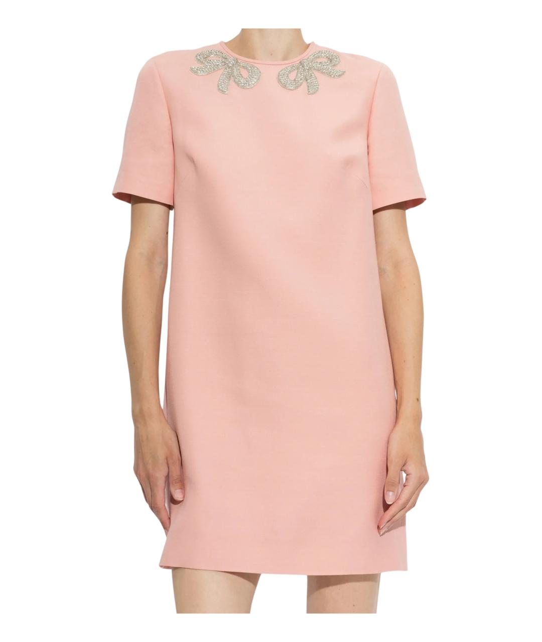 VALENTINO Розовое шерстяное повседневное платье, фото 2