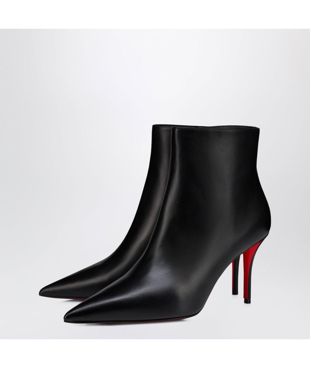 CHRISTIAN LOUBOUTIN Черные кожаные ботильоны, фото 2