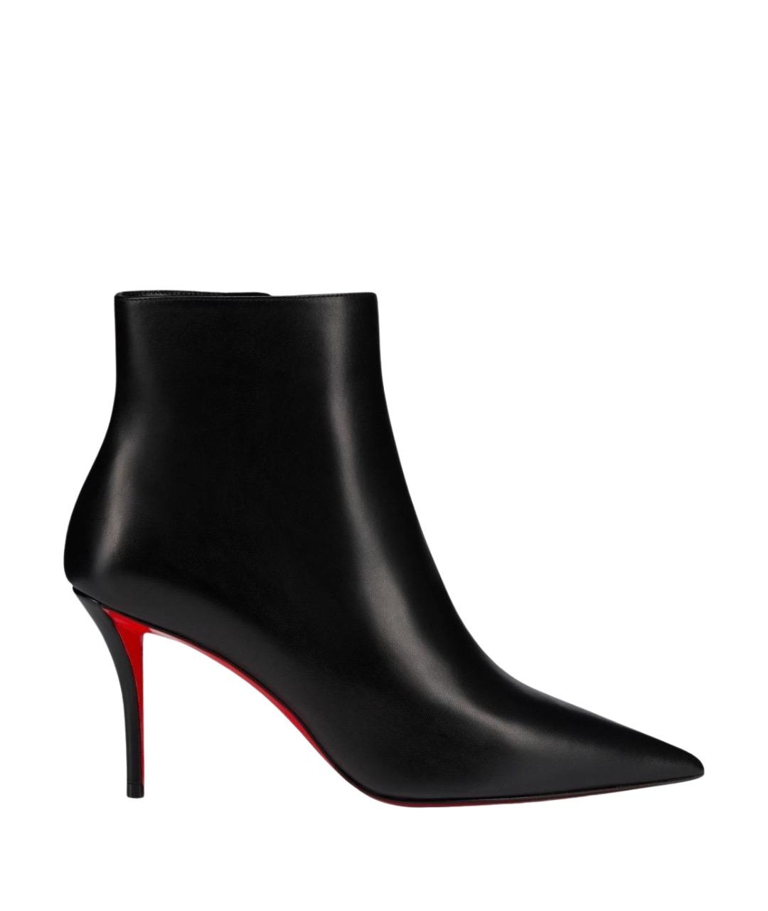 CHRISTIAN LOUBOUTIN Черные кожаные ботильоны, фото 1