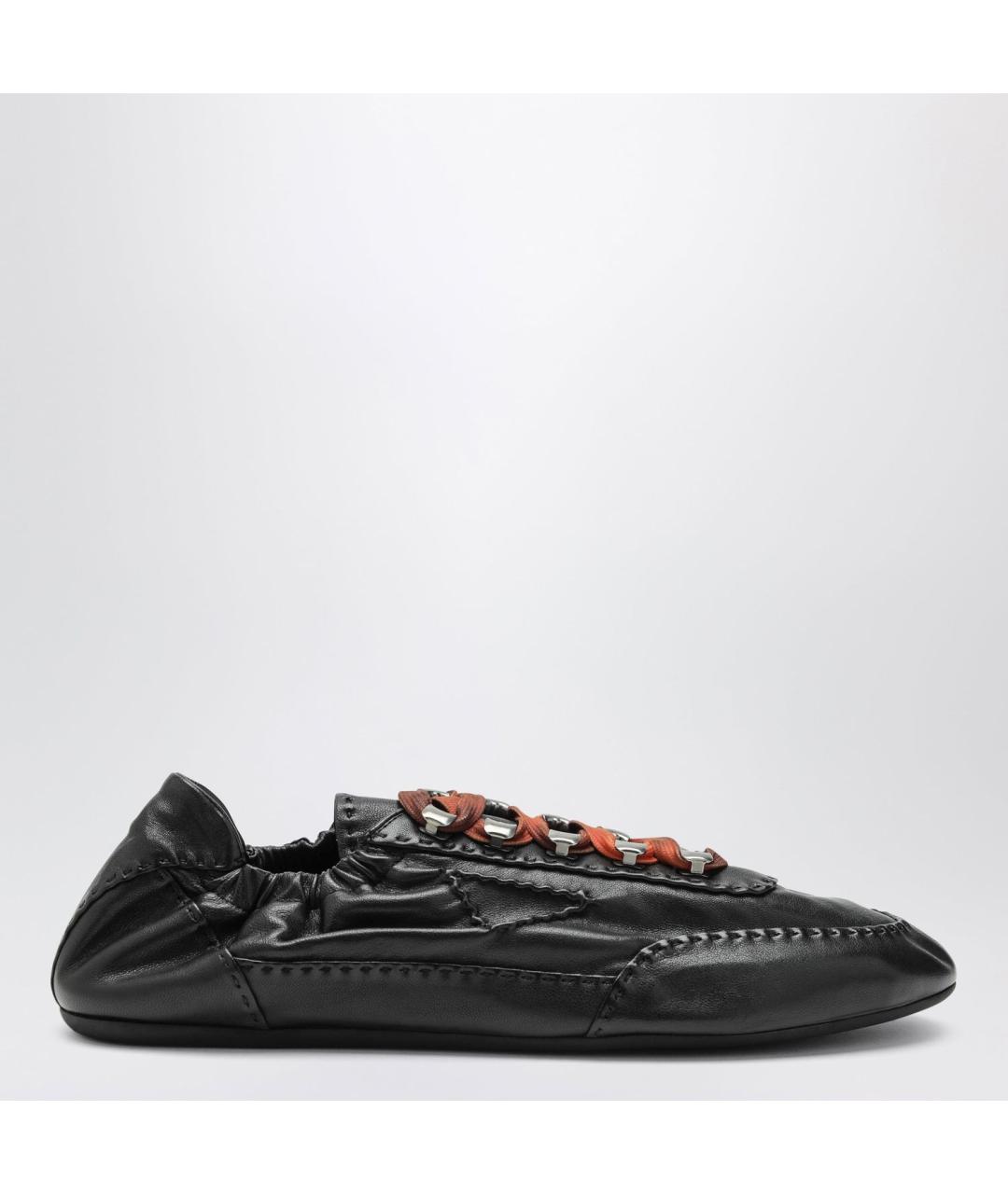 PRADA Черные кожаные низкие кроссовки / кеды, фото 3