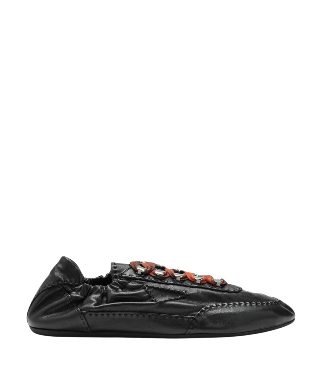 PRADA Черные кожаные низкие кроссовки / кеды, фото 1