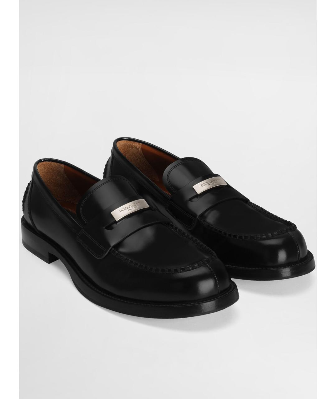 DOLCE&GABBANA Черные кожаные лоферы, фото 2