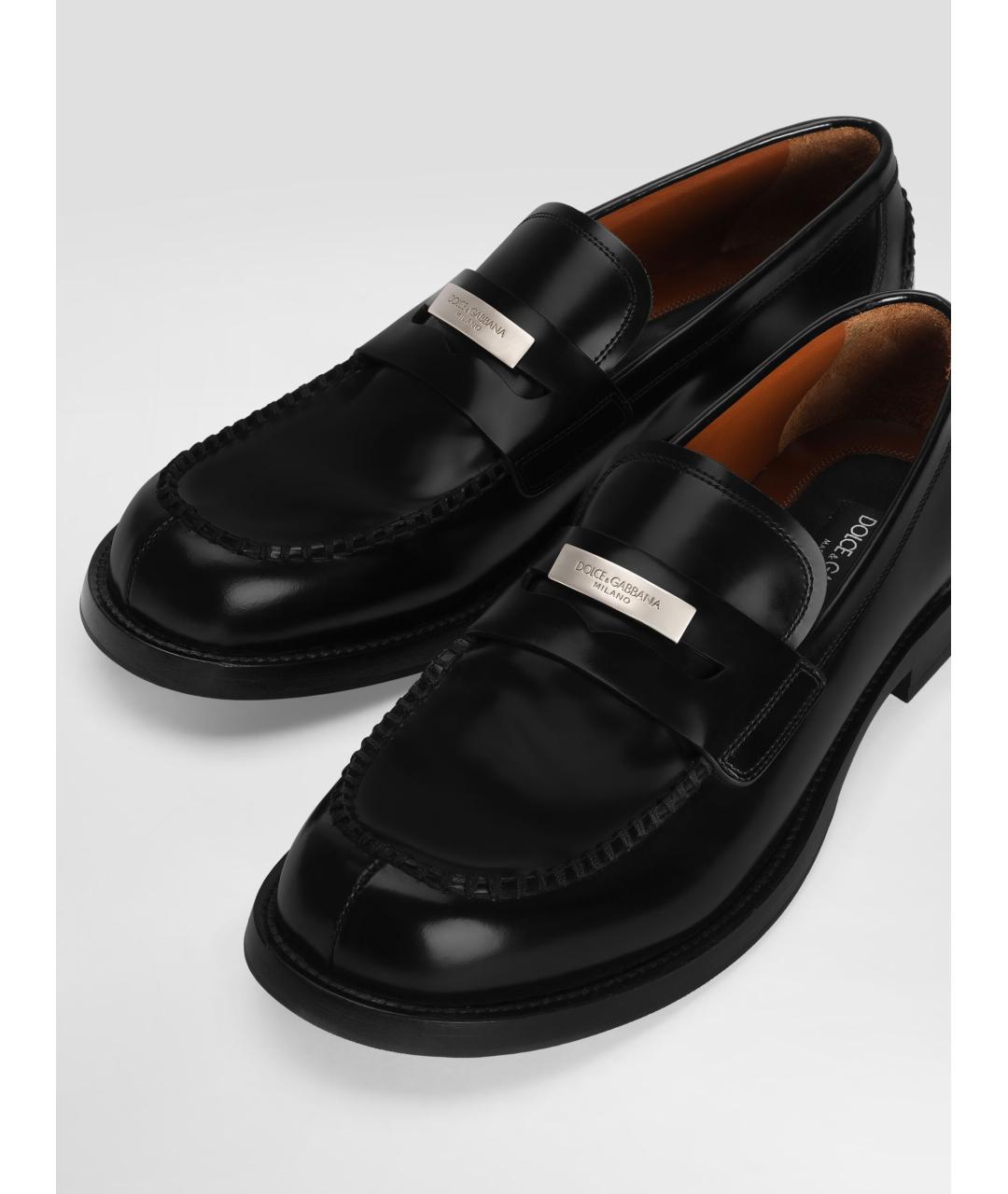 DOLCE&GABBANA Черные кожаные лоферы, фото 4
