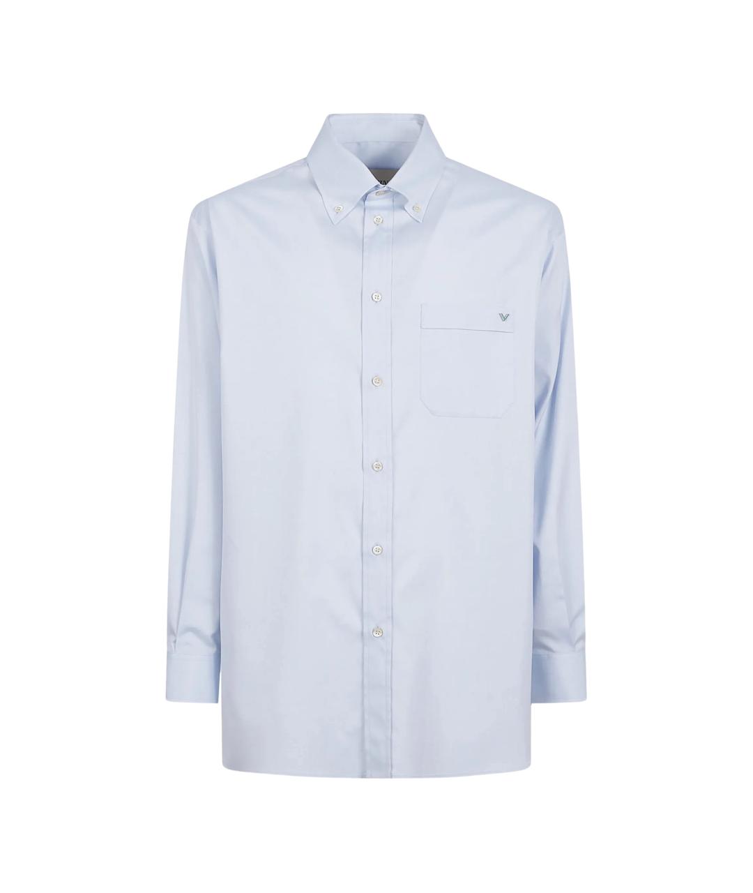 VALENTINO Синяя хлопковая кэжуал рубашка, фото 1