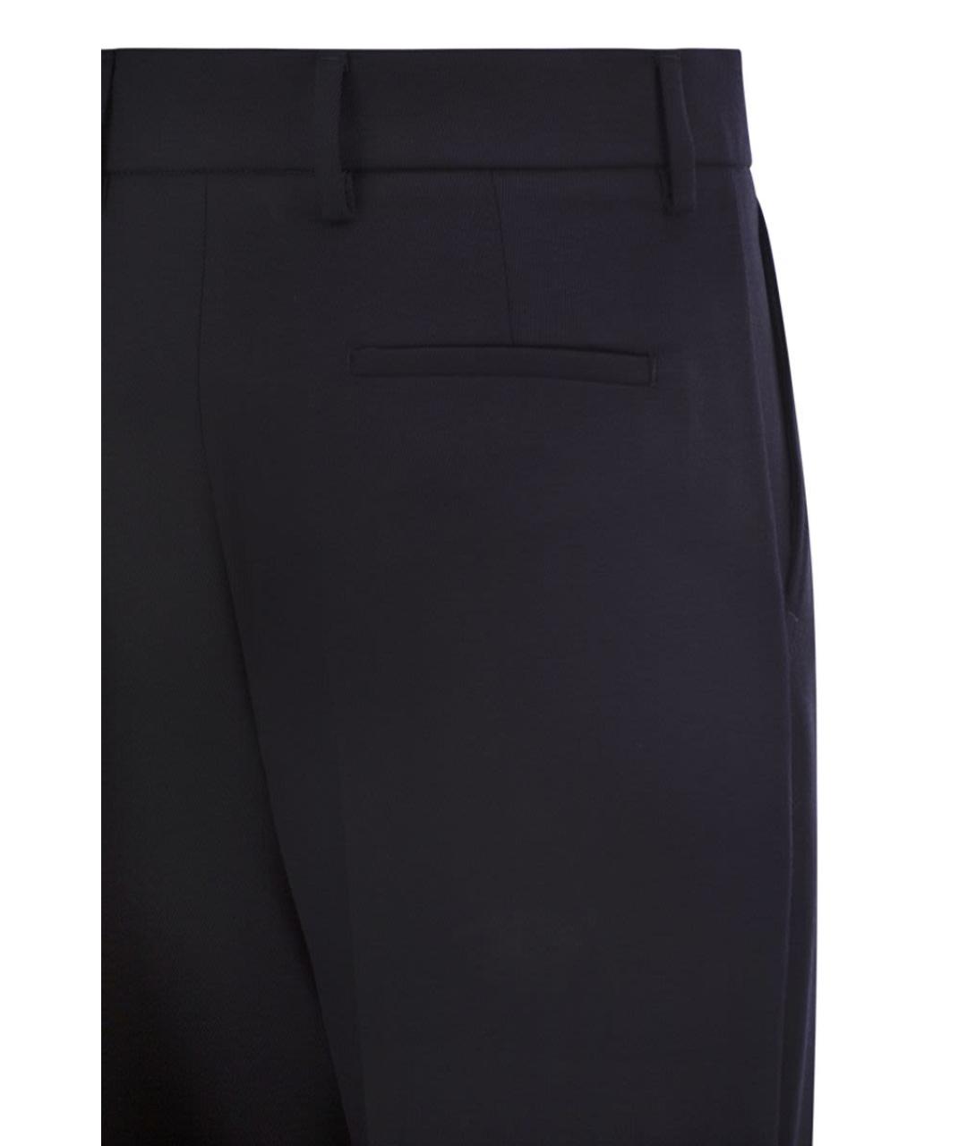 WEEKEND MAX MARA Темно-синие шерстяные прямые брюки, фото 4