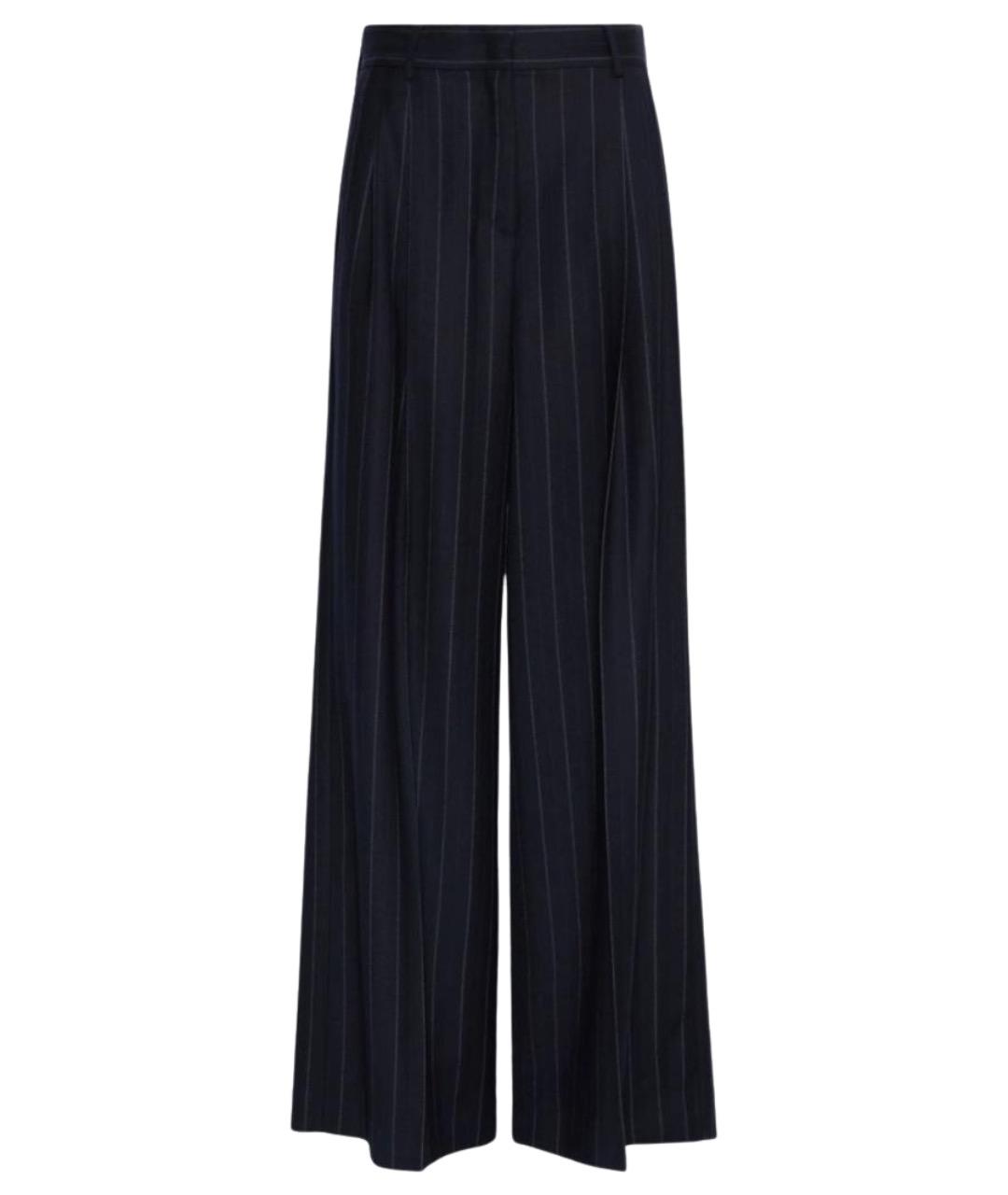 WEEKEND MAX MARA Синие шерстяные прямые брюки, фото 1