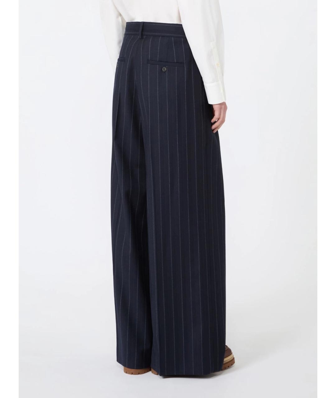 WEEKEND MAX MARA Синие шерстяные прямые брюки, фото 2