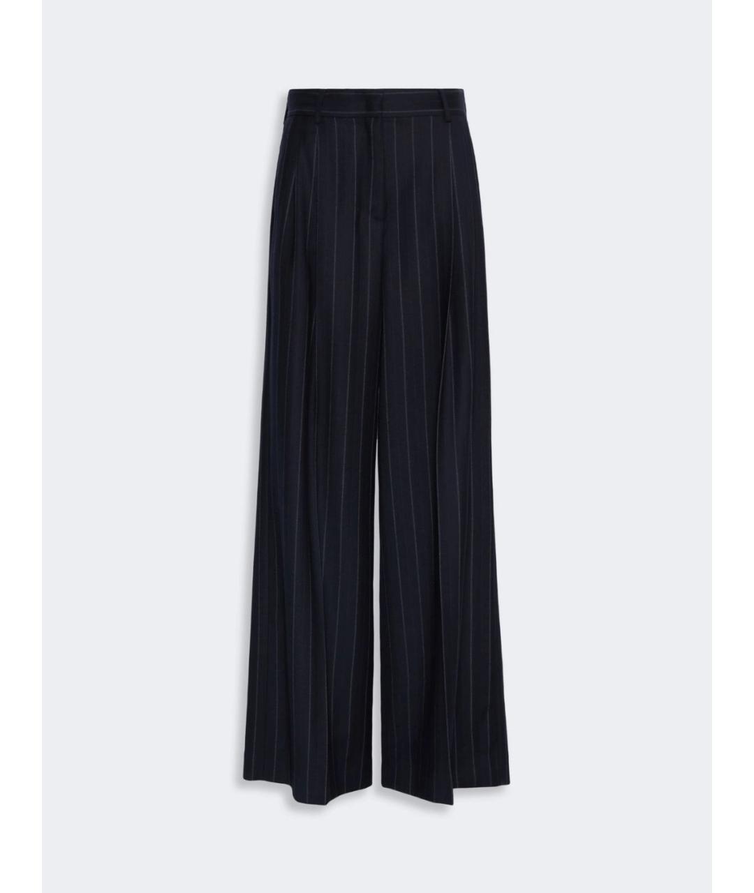 WEEKEND MAX MARA Синие шерстяные прямые брюки, фото 5
