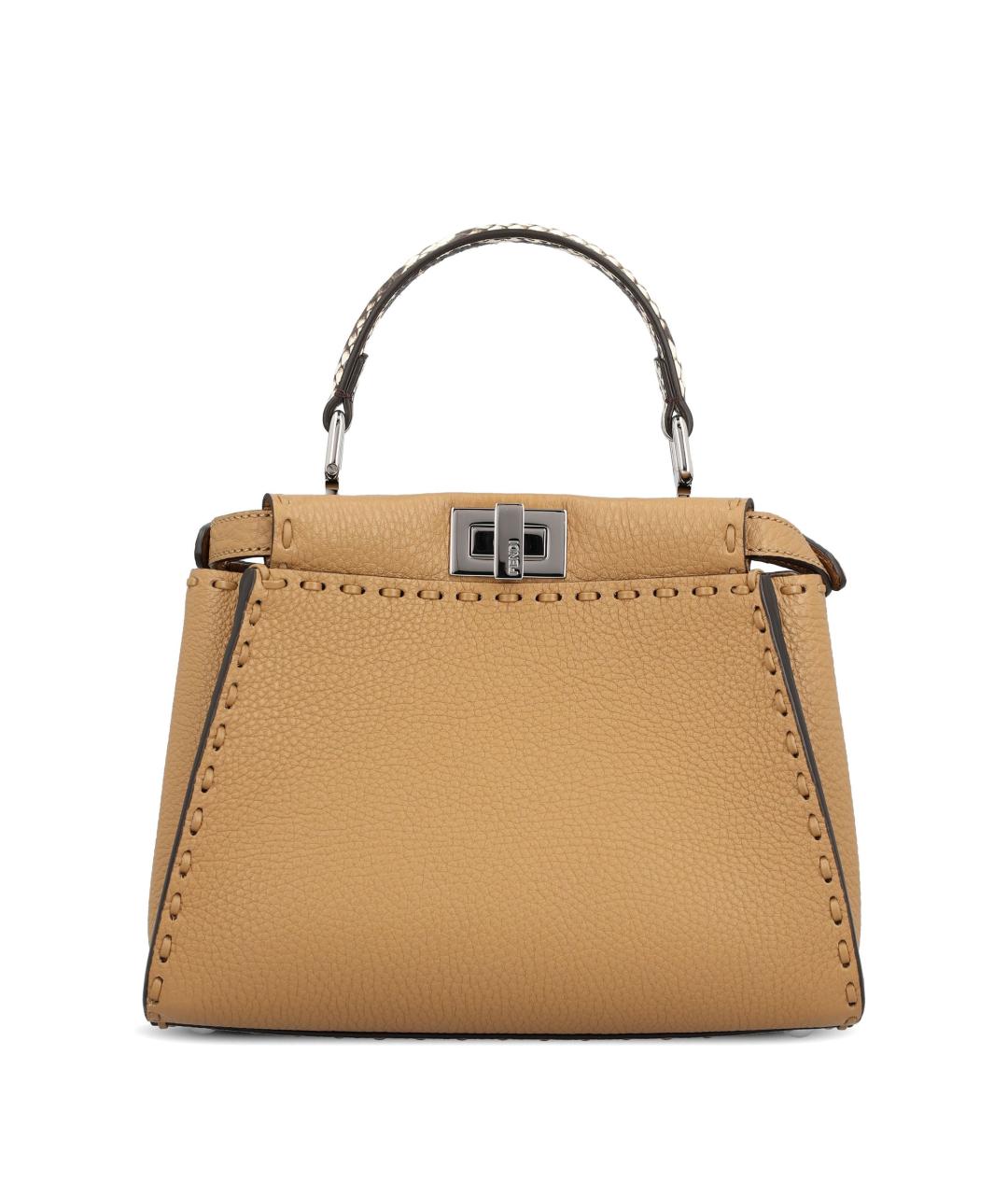 FENDI Коричневая кожаная сумка тоут, фото 2