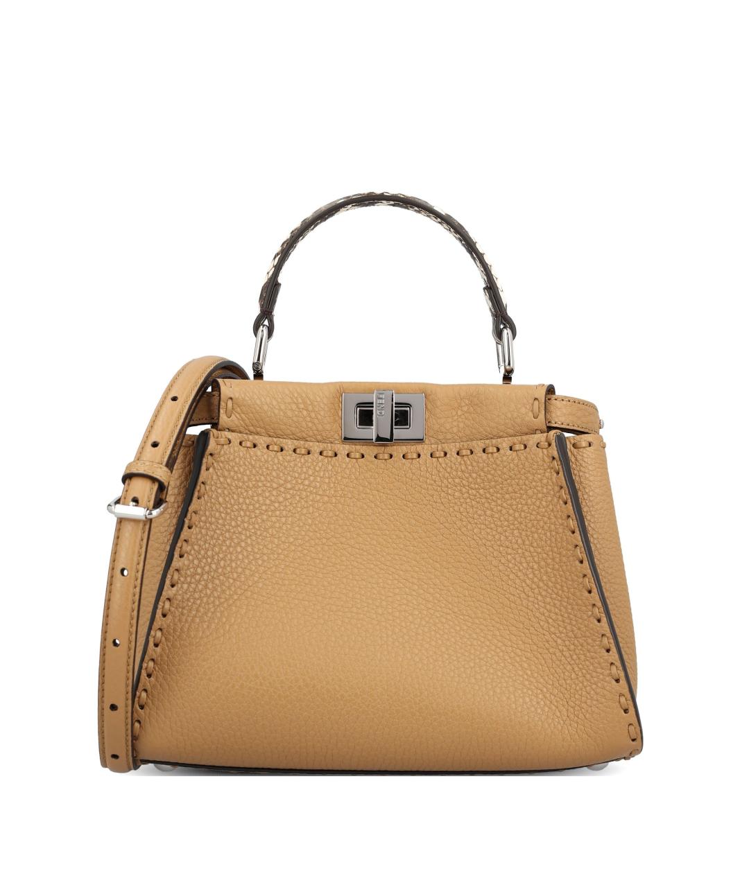 FENDI Коричневая кожаная сумка тоут, фото 1