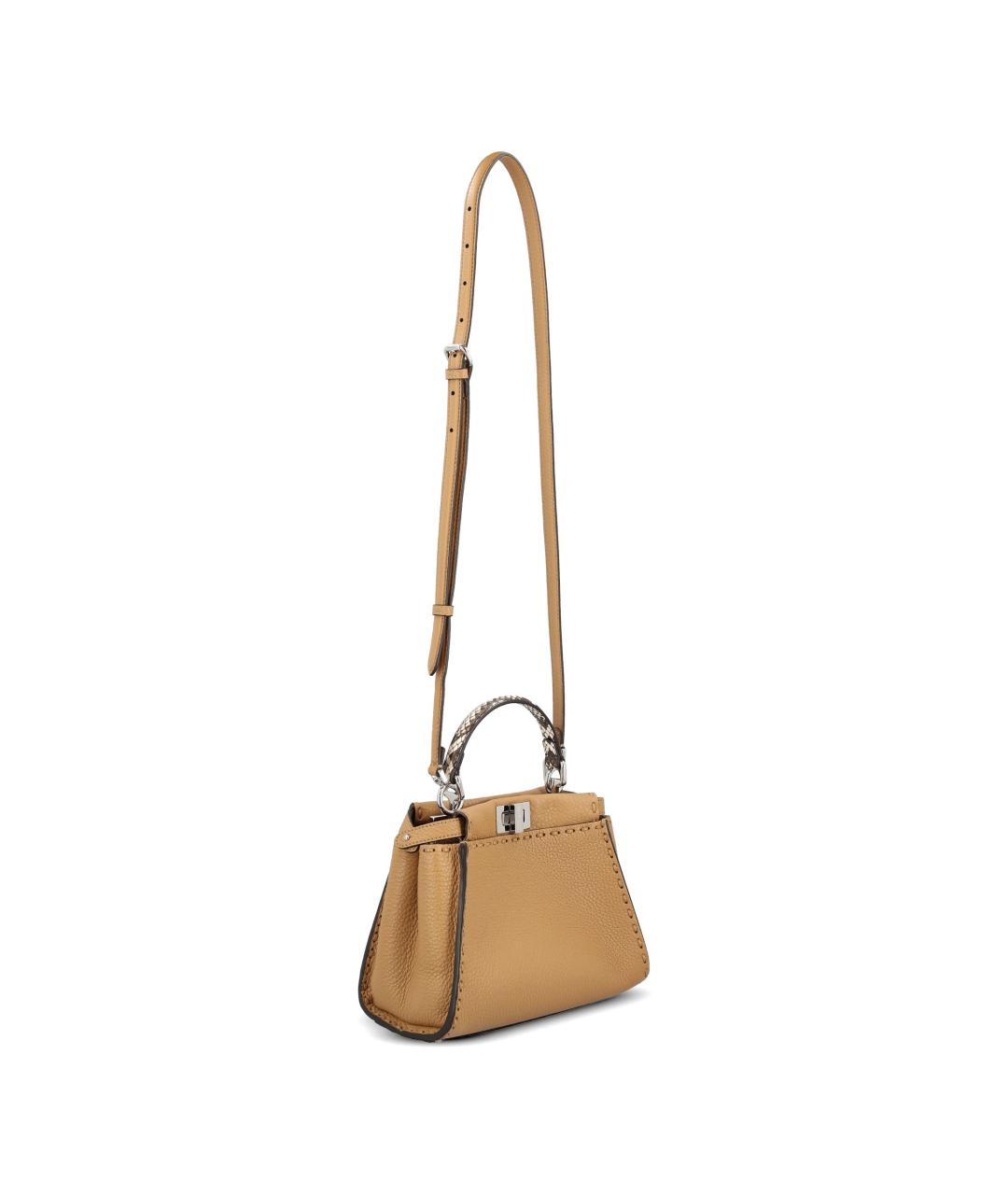FENDI Коричневая кожаная сумка тоут, фото 3