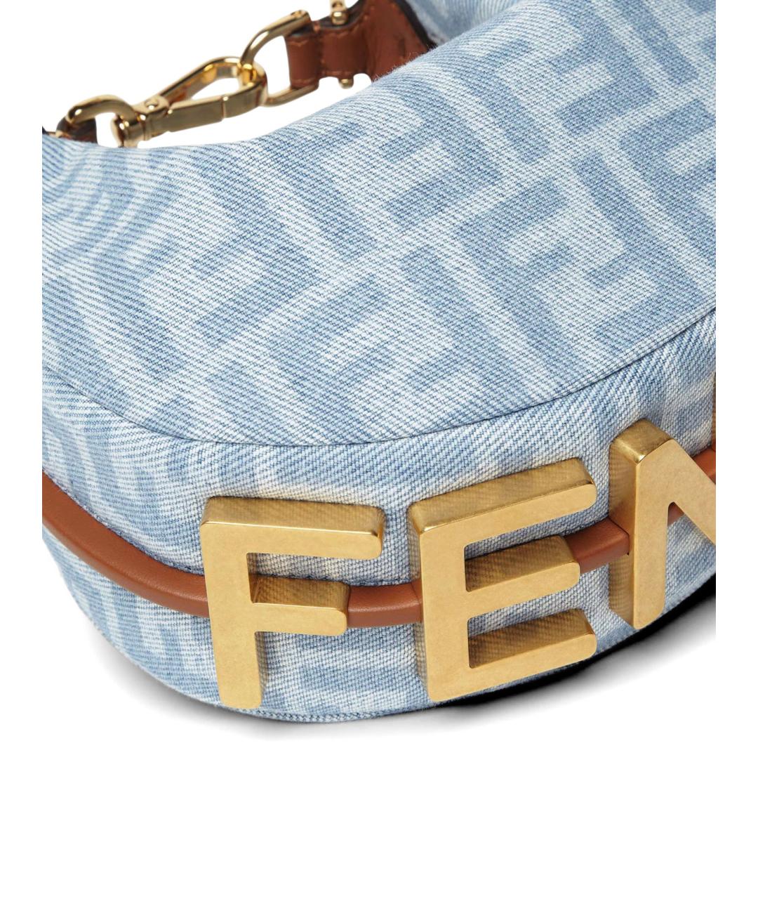 FENDI Голубая хлопковая сумка с короткими ручками, фото 4