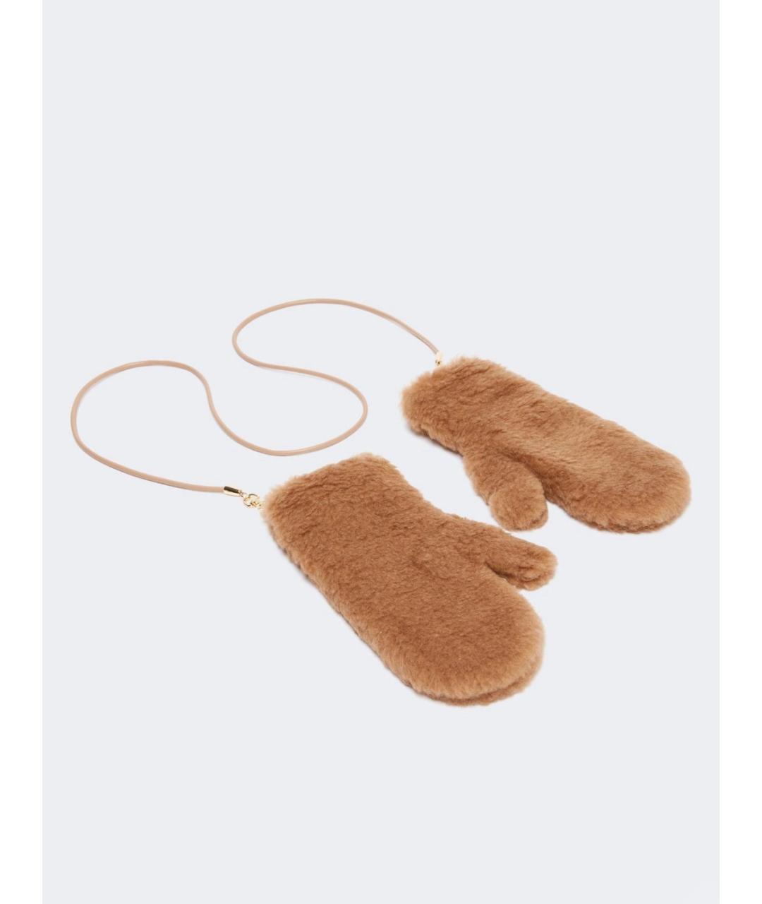 MAX MARA Бежевые шерстяные перчатки, фото 2