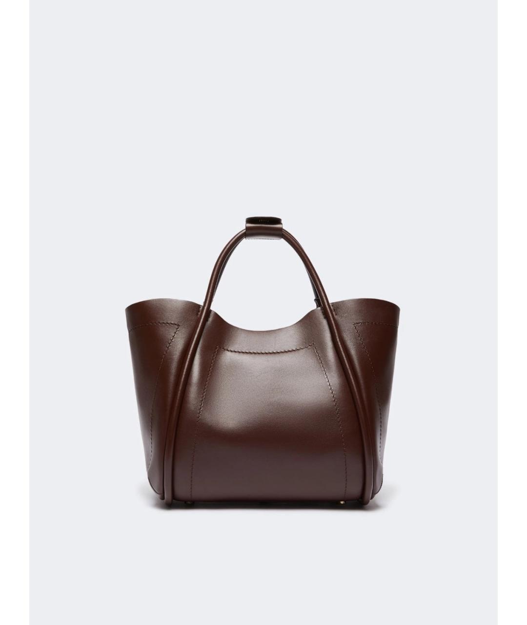 MAX MARA Коричневая кожаная сумка с короткими ручками, фото 3