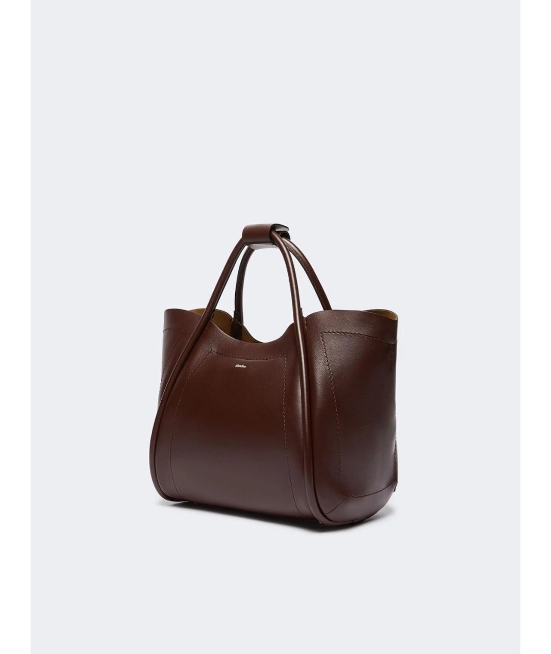 MAX MARA Коричневая кожаная сумка с короткими ручками, фото 2