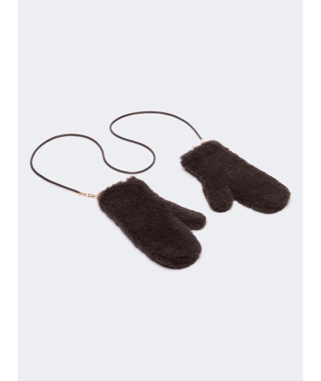 MAX MARA Коричневые шерстяные варежки, фото 2