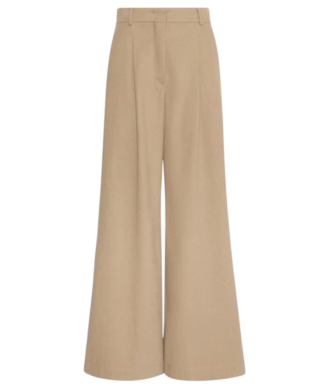 WEEKEND MAX MARA Бежевые хлопковые прямые брюки, фото 1