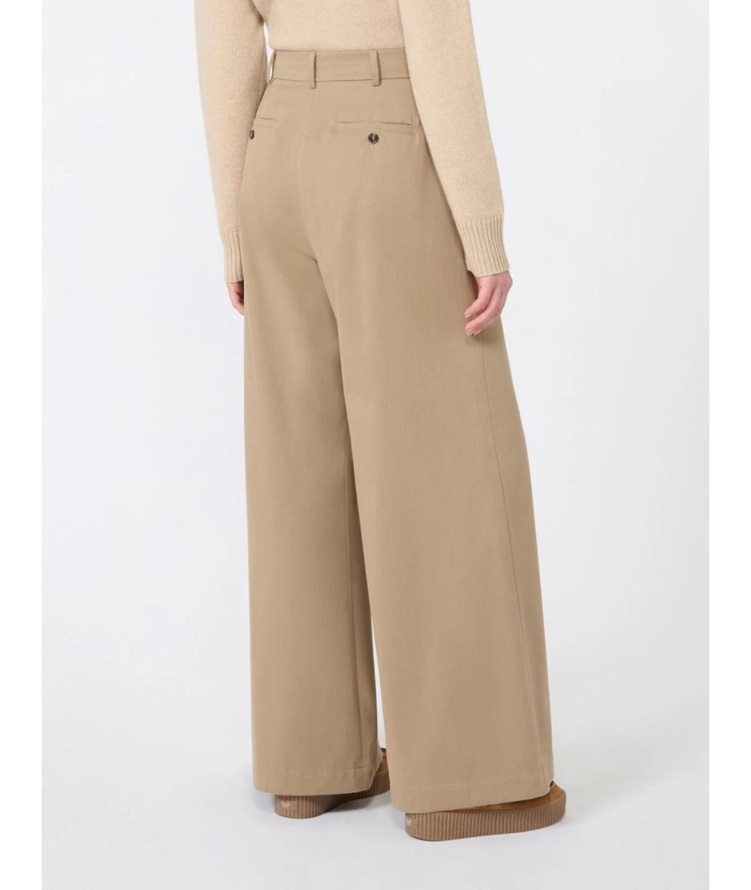 WEEKEND MAX MARA Бежевые хлопковые прямые брюки, фото 3