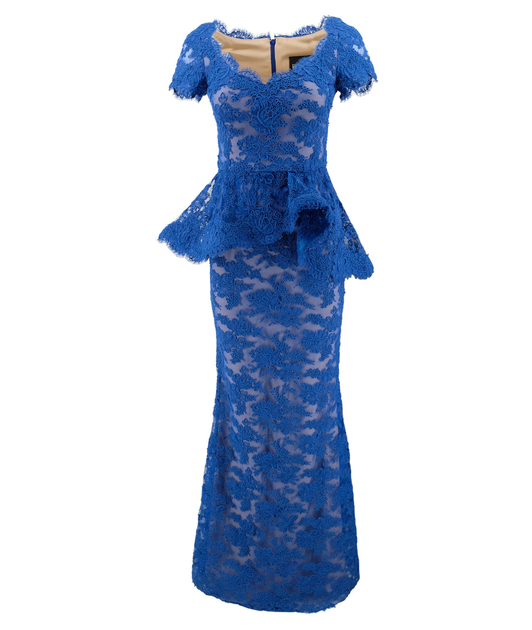 REEM ACRA Синее хлопковое вечернее платье, фото 1