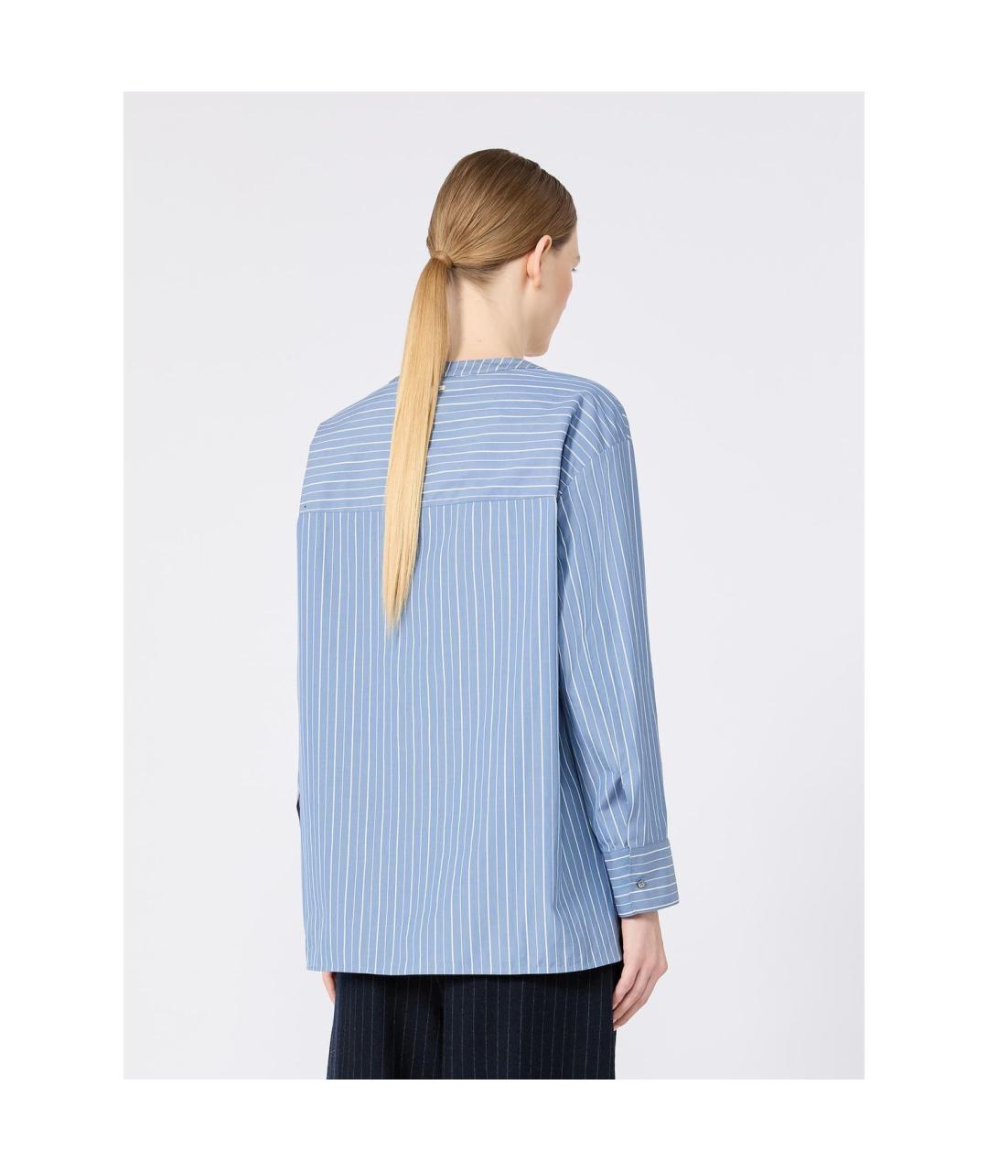 'S MAX MARA Голубая хлопковая рубашка, фото 2