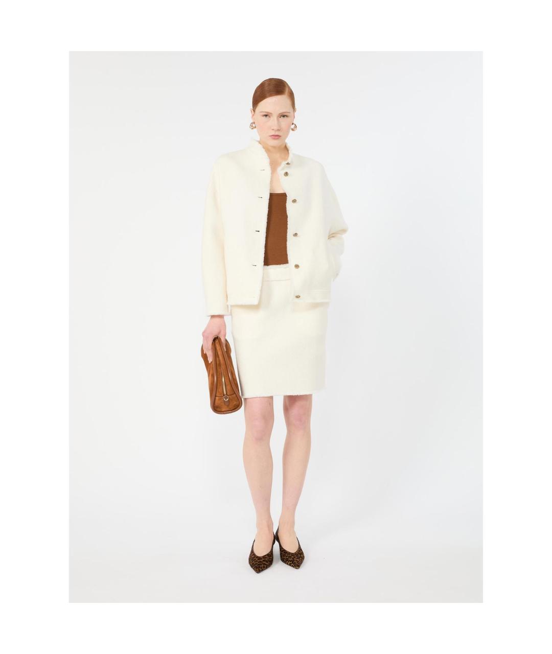 MAX MARA Белая шерстяная юбка мини, фото 4
