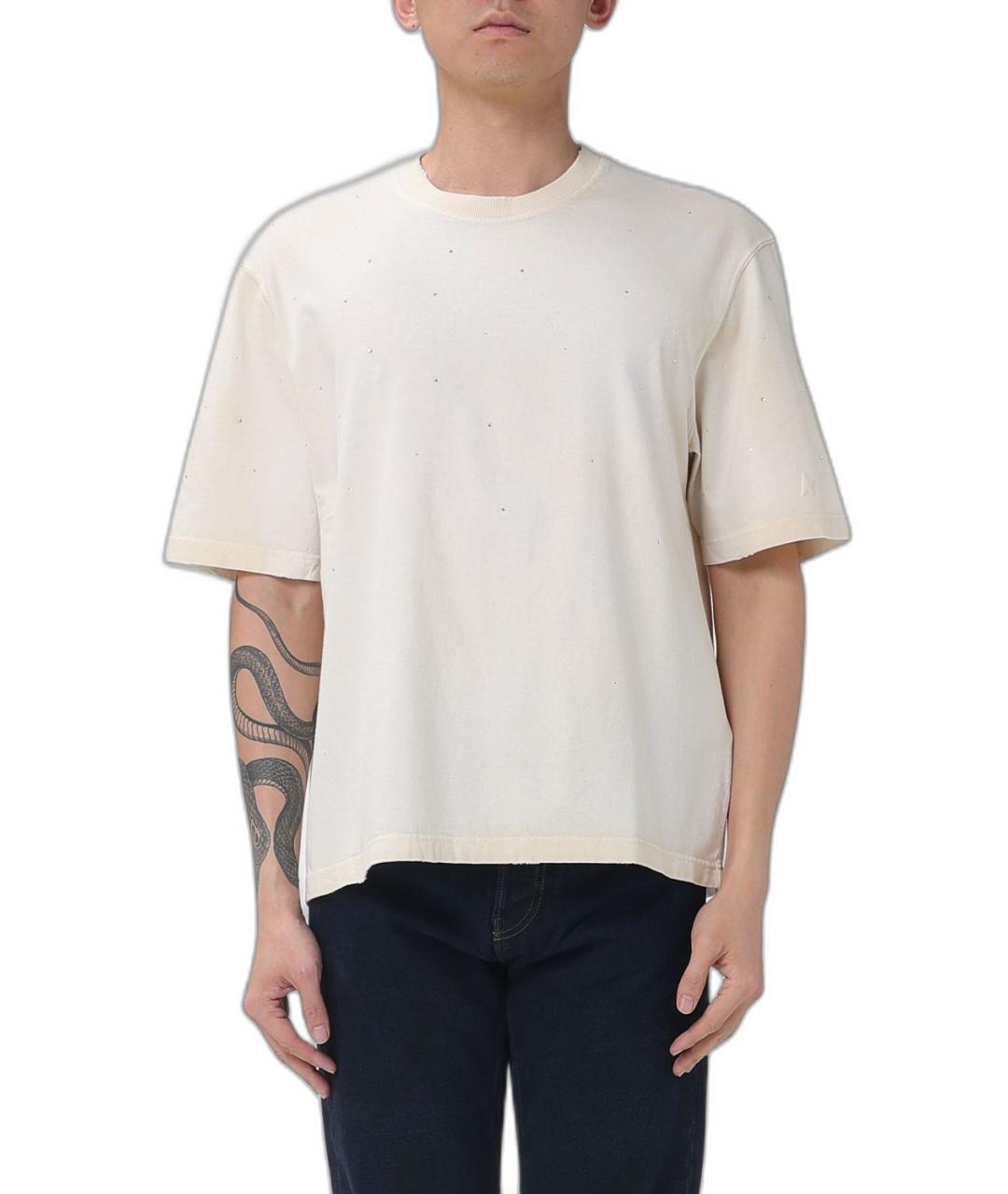 GOLDEN GOOSE Белая хлопковая футболка, фото 4