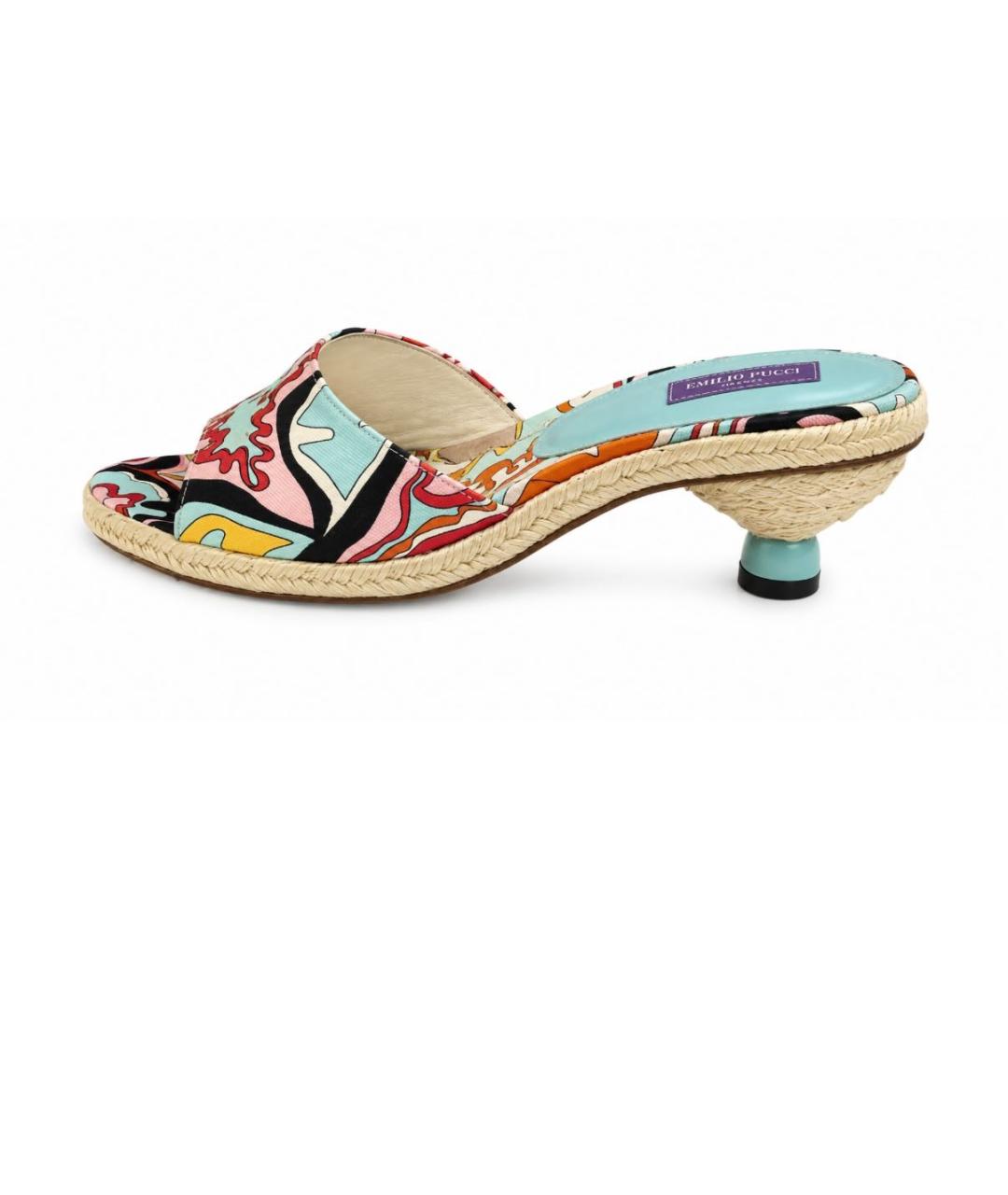 EMILIO PUCCI Бирюзовые текстильные мюли, фото 5