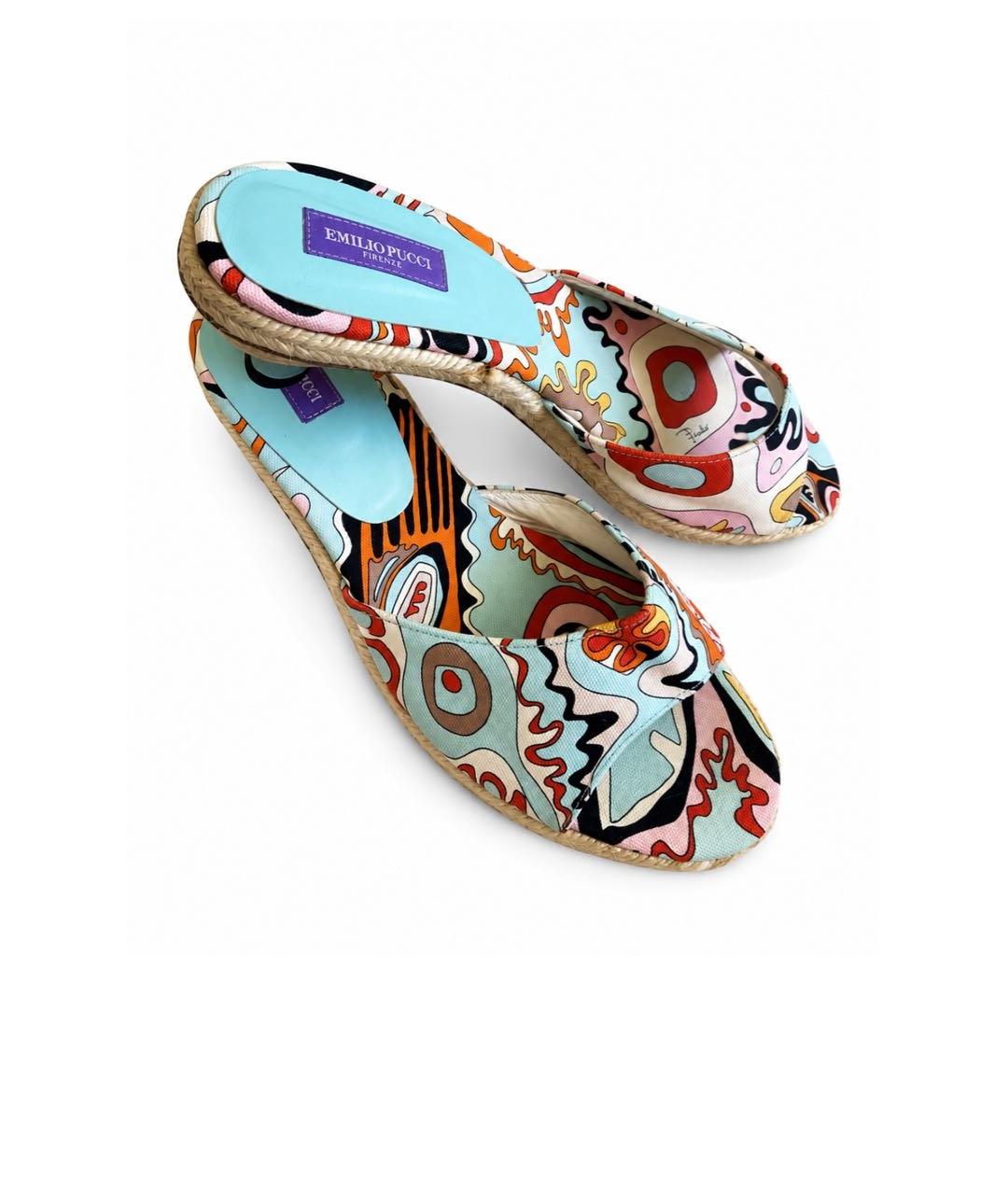EMILIO PUCCI Бирюзовые текстильные мюли, фото 2