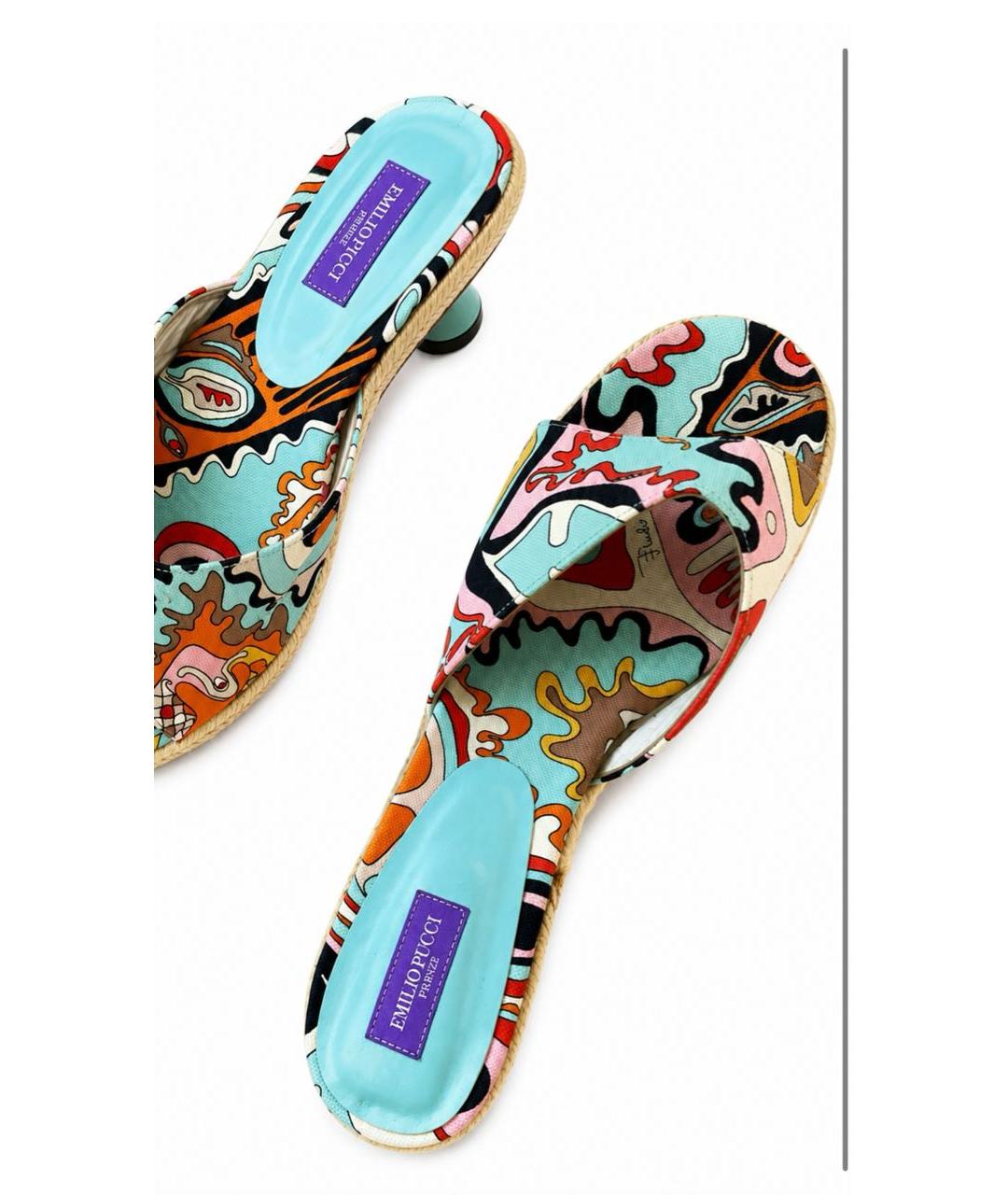 EMILIO PUCCI Бирюзовые текстильные мюли, фото 3