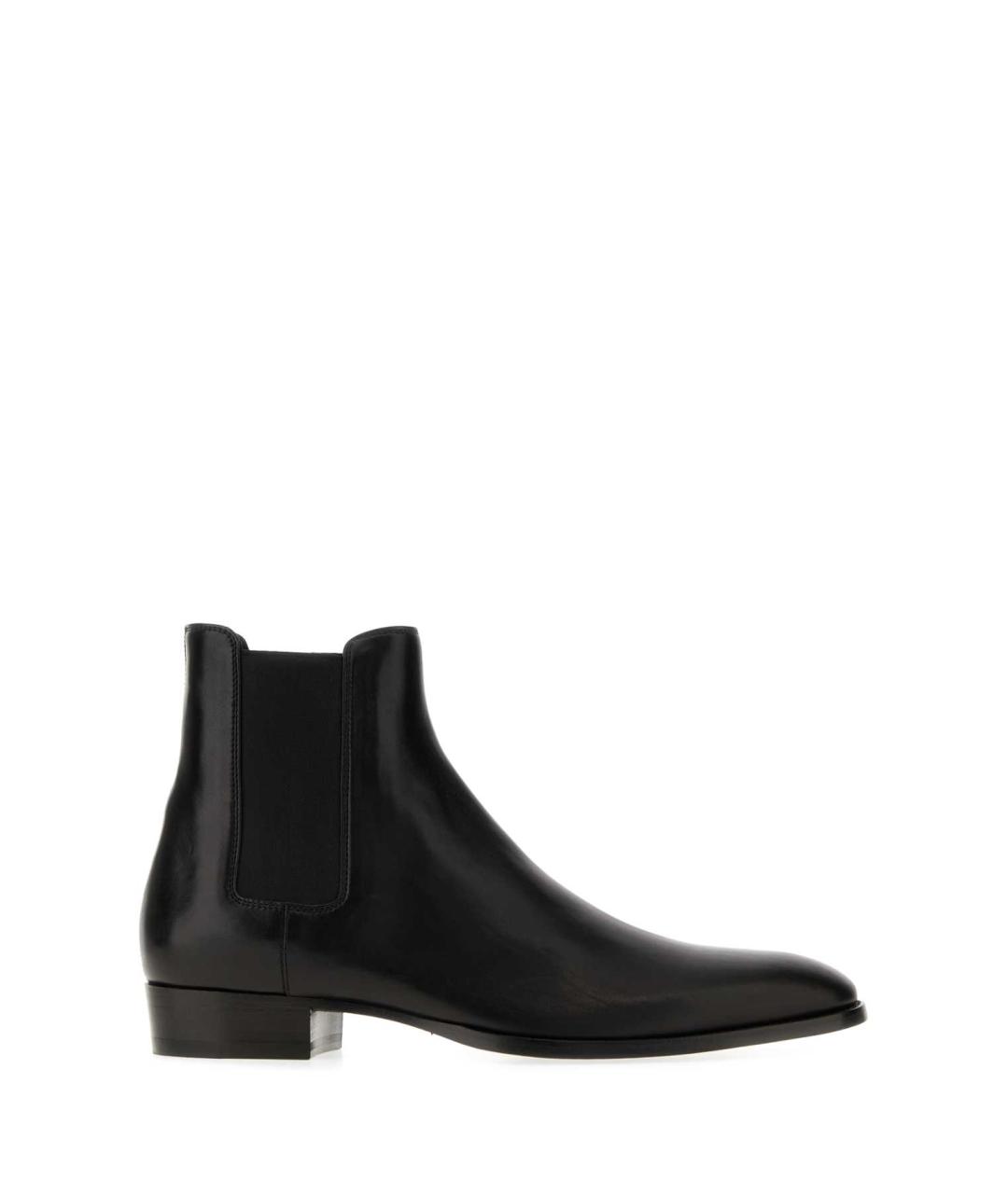 SAINT LAURENT Черные кожаные высокие ботинки, фото 1