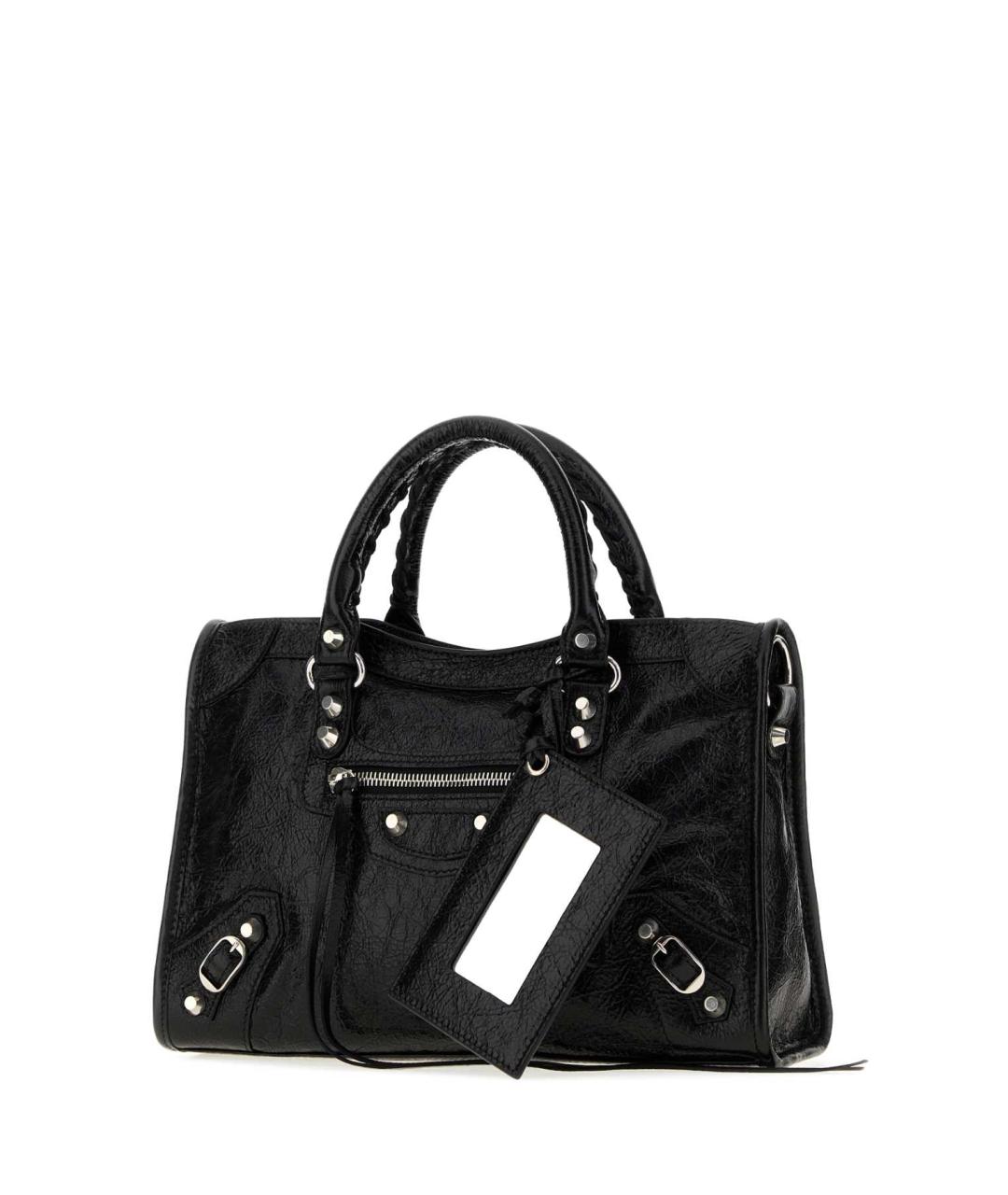 BALENCIAGA Черная кожаная сумка с короткими ручками, фото 2