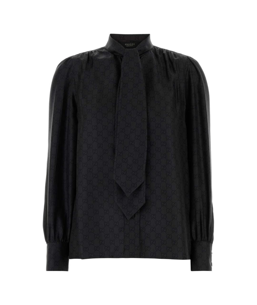 GUCCI Черная шелковая блузы, фото 1