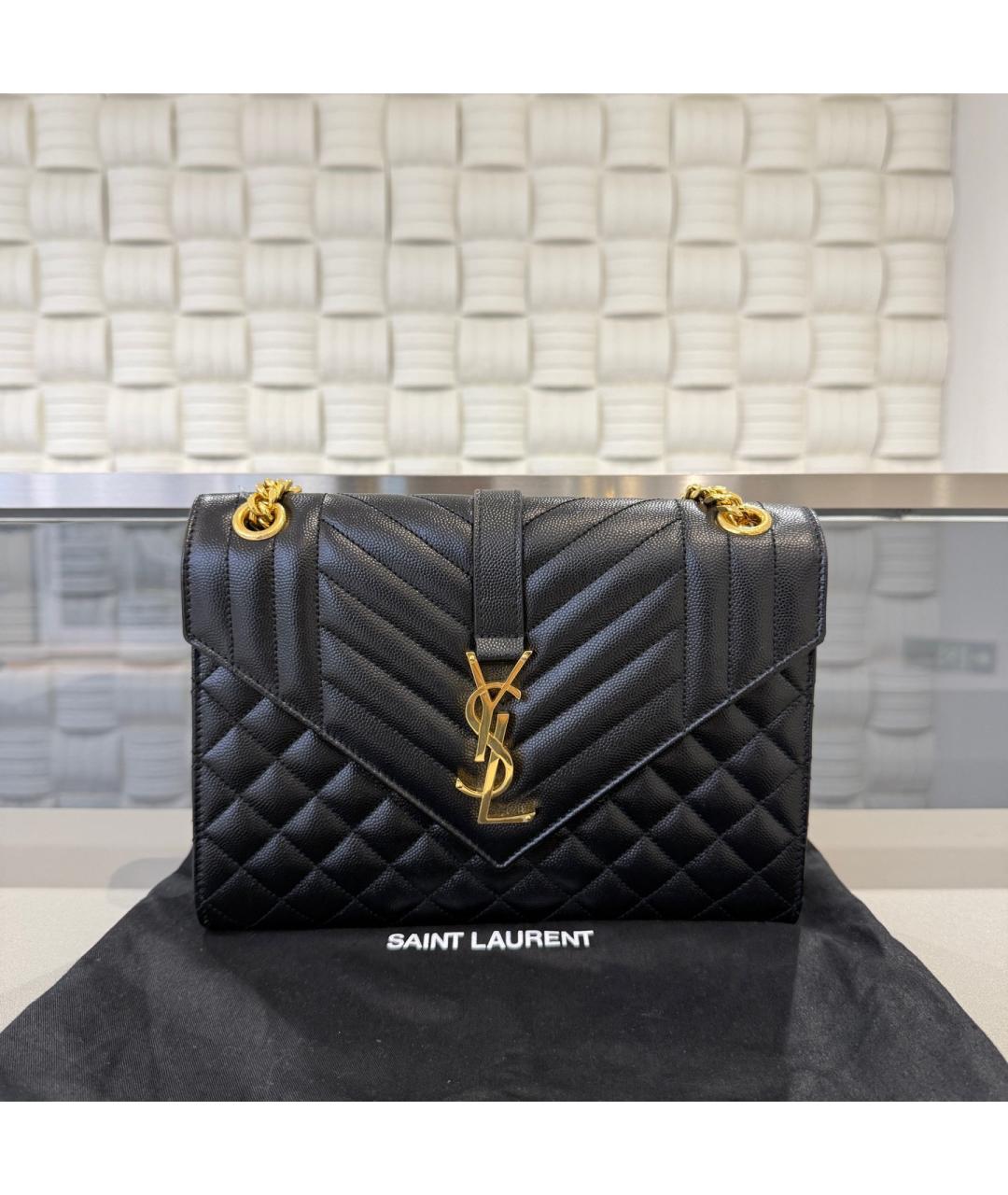 SAINT LAURENT Черная кожаная сумка через плечо, фото 9
