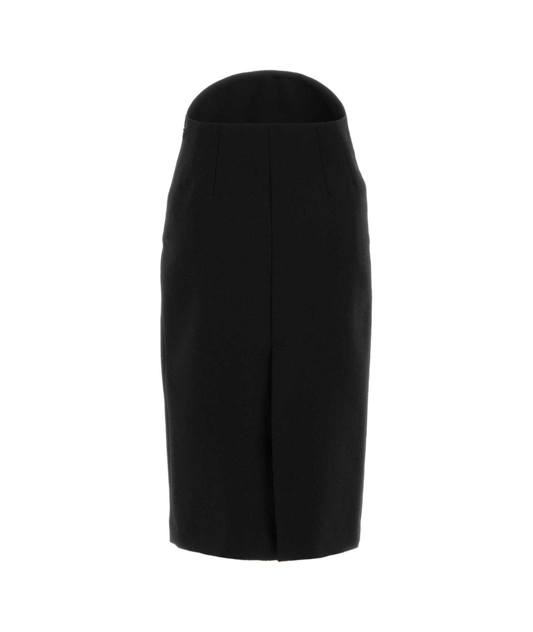 JIL SANDER Черная шерстяная юбка миди, фото 2
