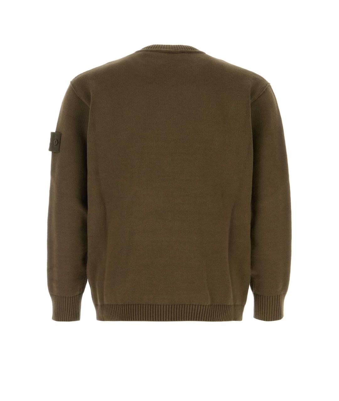 STONE ISLAND Зеленый хлопко-эластановый джемпер / свитер, фото 2