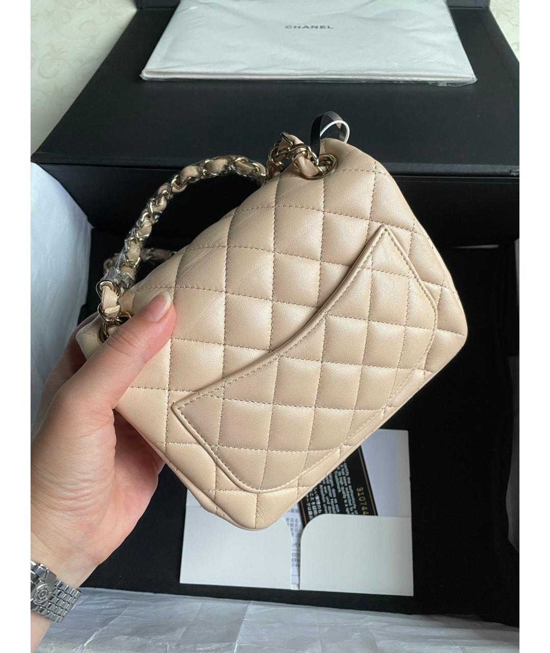 CHANEL Бежевая кожаная сумка через плечо, фото 3