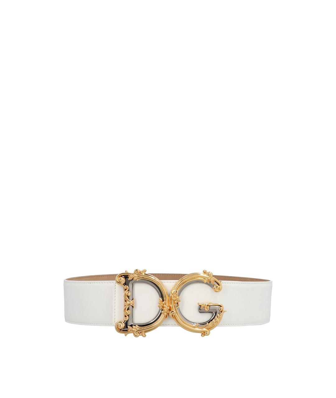 DOLCE&GABBANA Белый кожаный ремень, фото 1