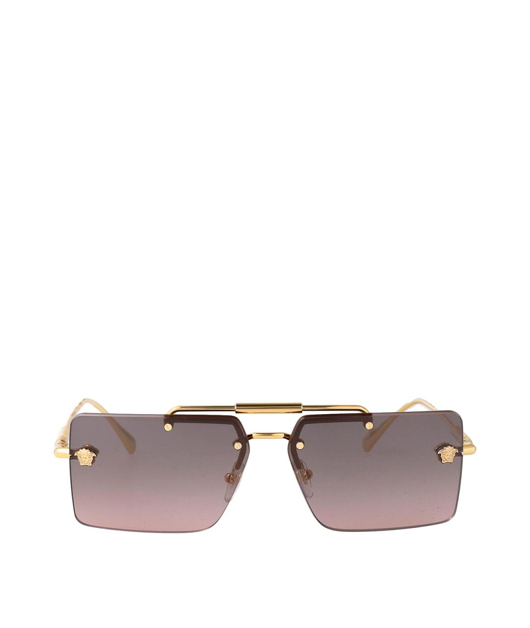 VERSACE Золотые металлические солнцезащитные очки, фото 1